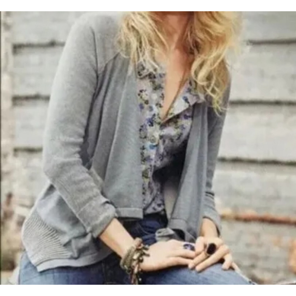 CABI #5132 Gray Open Front Drape Pocket Cardigan Womens M MEDIUM 100% Cotton